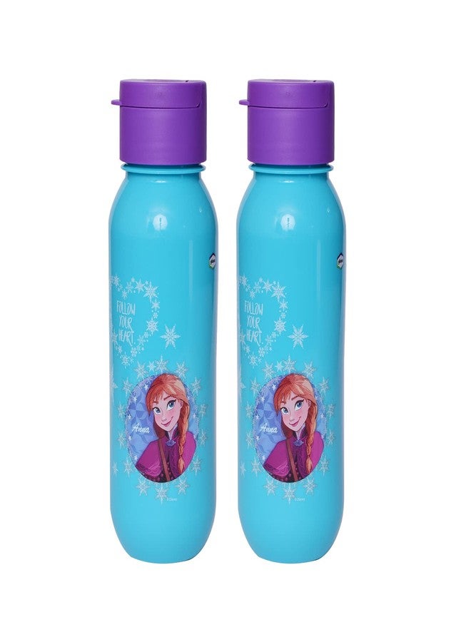 Gluman School Water Bottles For Girls | Claro Mini Disney Frozen Character Plastic Spout Kids Water Bottle School | Leak Proof, 100% Food Grade| Bpa Free Spout Lid 500Ml (Pack Of 2) - Blue - Image 1